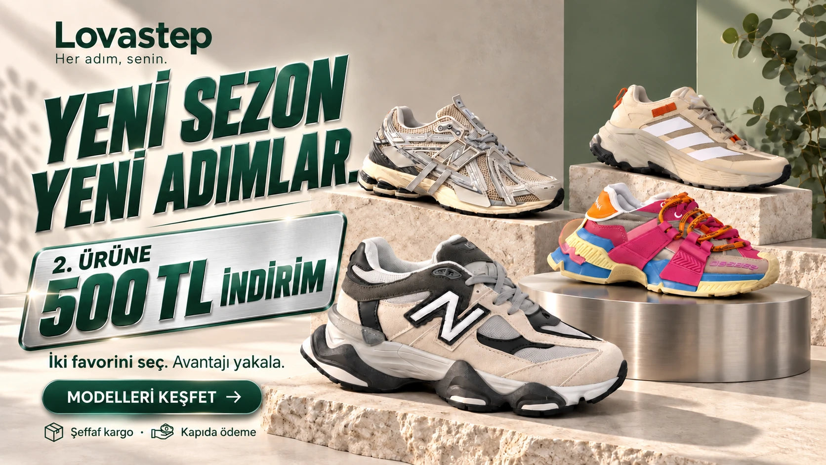 Lovastep: Yeni sezon, yeni adımlar. İkinci ürüne 500 TL indirim. Şeffaf kargo ve kapıda ödeme.